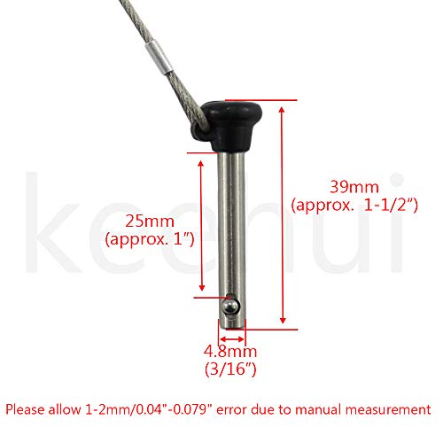 keehui 4PIECES of Stainless Bimini top 3/16" Pull pins, Usable Length 1"(25mm), Total Length 1-1/2"(39mm) Marine Hardware - Image 2