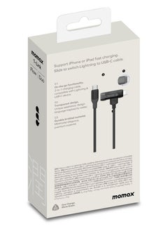 Momax 1-Link Flow Duo 2 in 1 USB-C to USB-C + Lightning Cable to USB-C Braided Cable 1.5 meter [MFI Certified] Fast Charge PD 3.0 - Black  - Image 5
