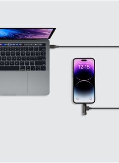 Momax 1-Link Flow Duo 2 in 1 USB-C to USB-C + Lightning Cable to USB-C Braided Cable 1.5 meter [MFI Certified] Fast Charge PD 3.0 - Black  - Image 3