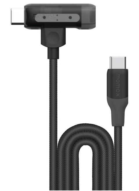 1-Link Flow Duo 2 in 1 USB-C to USB-C + Lightning Cable to USB-C Braided Cable 1.5 meter [MFI Certified] Fast Charge PD 3.0 - Black