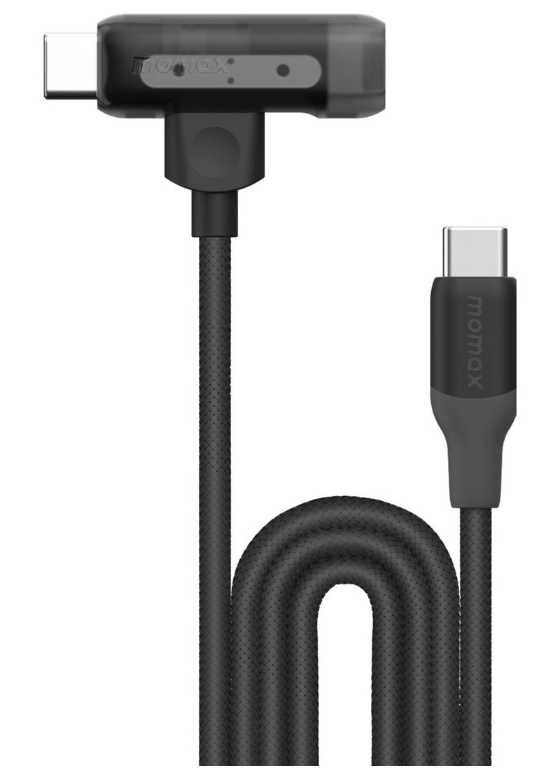 Momax - 1-Link Flow Duo 2 in 1 USB-C to USB-C + Lightning Cable to USB-C Braided Cable 1.5 meter [MFI Certified] Fast Charge PD 3.0 - Black - Image 1