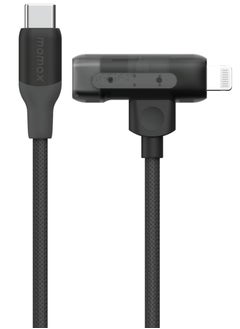 Momax 1-Link Flow Duo 2 in 1 USB-C to USB-C + Lightning Cable to USB-C Braided Cable 1.5 meter [MFI Certified] Fast Charge PD 3.0 - Black  - Image 4