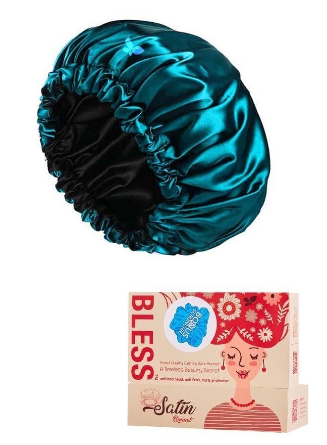 بليس بونيه الساتان الناعم بلون أخضر بترولي - Image 1