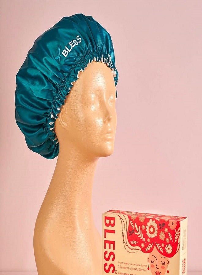 بليس بونيه الساتان الناعم بلون أخضر بترولي - Image 2