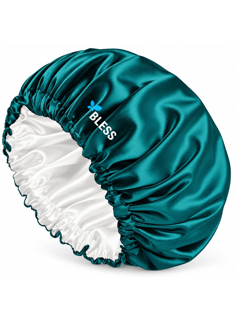 Bless Satin Hair Bonnet - Petrol Green - Image 1