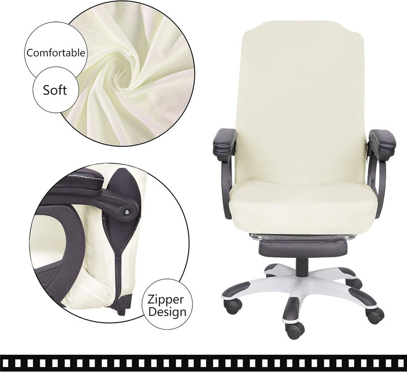 SARAFLORA Office Chair Covers- Medium, Ivory- Removable Computer Chair Covers for Office Chair with Zipper for Universal Rotating Chair Desk Chair Cover Chair Seat Washable Protector for Pets - Image 2