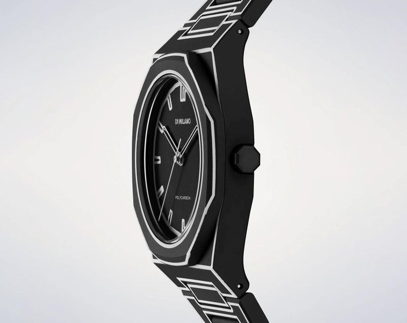 D1 Milano Polycarbon Unisex Luxury Watch, Polycarbonate Quartz Movement, Polycarbonate Strap, 50M Water Resistant Timepiece, Black Dial, 2 Years Warranty - PCBJ33 - Image 4