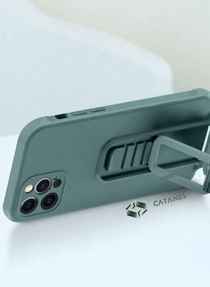 CATANES 2 Pack For iPhone 12 Pro Case Cover And Screen Protector With Strap And Adjustable Grip Case Green - Image 4