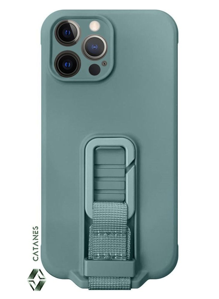 CATANES 2 Pack For iPhone 12 Pro Case Cover And Screen Protector With Strap And Adjustable Grip Case Green - Image 3