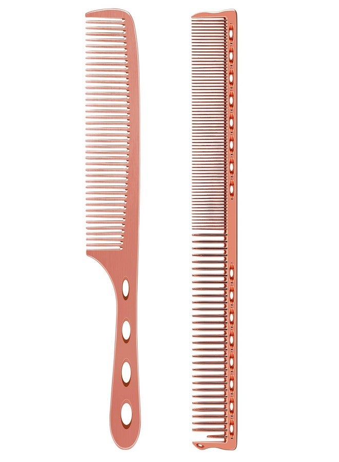 ZIBARBER Hair Styling Comb,2PCS Metal Combs For Hair Women,Space Aluminum Stainless Steel Anti-static Sparse Haircut Comb Beauty Tool (Rose Golden) - Image 1