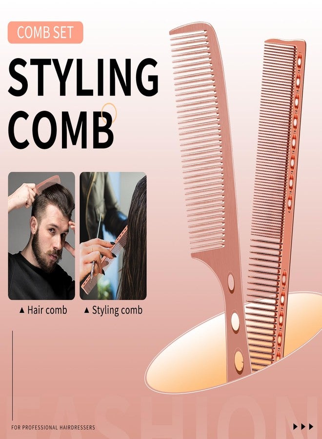 ZIBARBER Hair Styling Comb,2PCS Metal Combs For Hair Women,Space Aluminum Stainless Steel Anti-static Sparse Haircut Comb Beauty Tool (Rose Golden) - Image 2