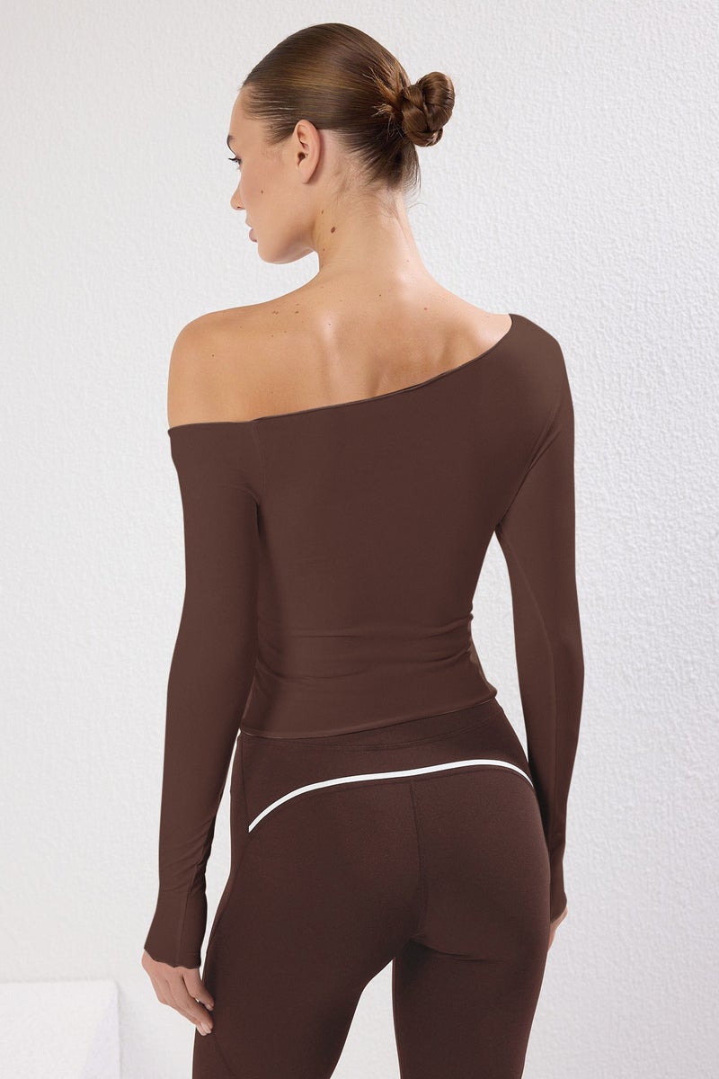 trendyol Brown Seamless Long Sleeve Knitted T-Shirt - Image 2