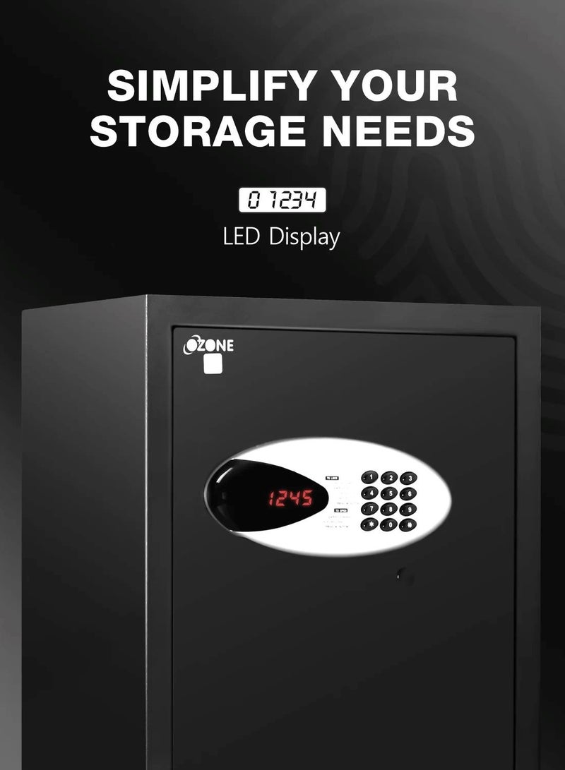 Ozone Ozone Safe Locker for Home | 40 Liter | Ozone Digital Lock | Ozone Locker Safe For Home | Master & User PIN Code Access | Emergency Key | 1 Year Warranty | Black  - Image 2