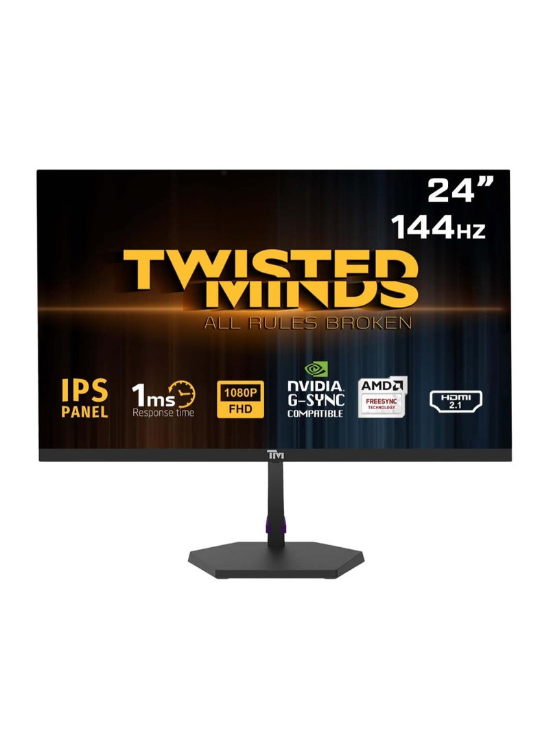 TWISTED MINDS 24 inch TM Eco Series Gaming Monitor, ELED IPS Display, FHD Resolution, 144Hz Refresh Rate, 1ms Response Time, Adaptive Sync, Flicker-Free, Built-in Speakers TM24FHD144IPS BLACK BLACK - Image 2