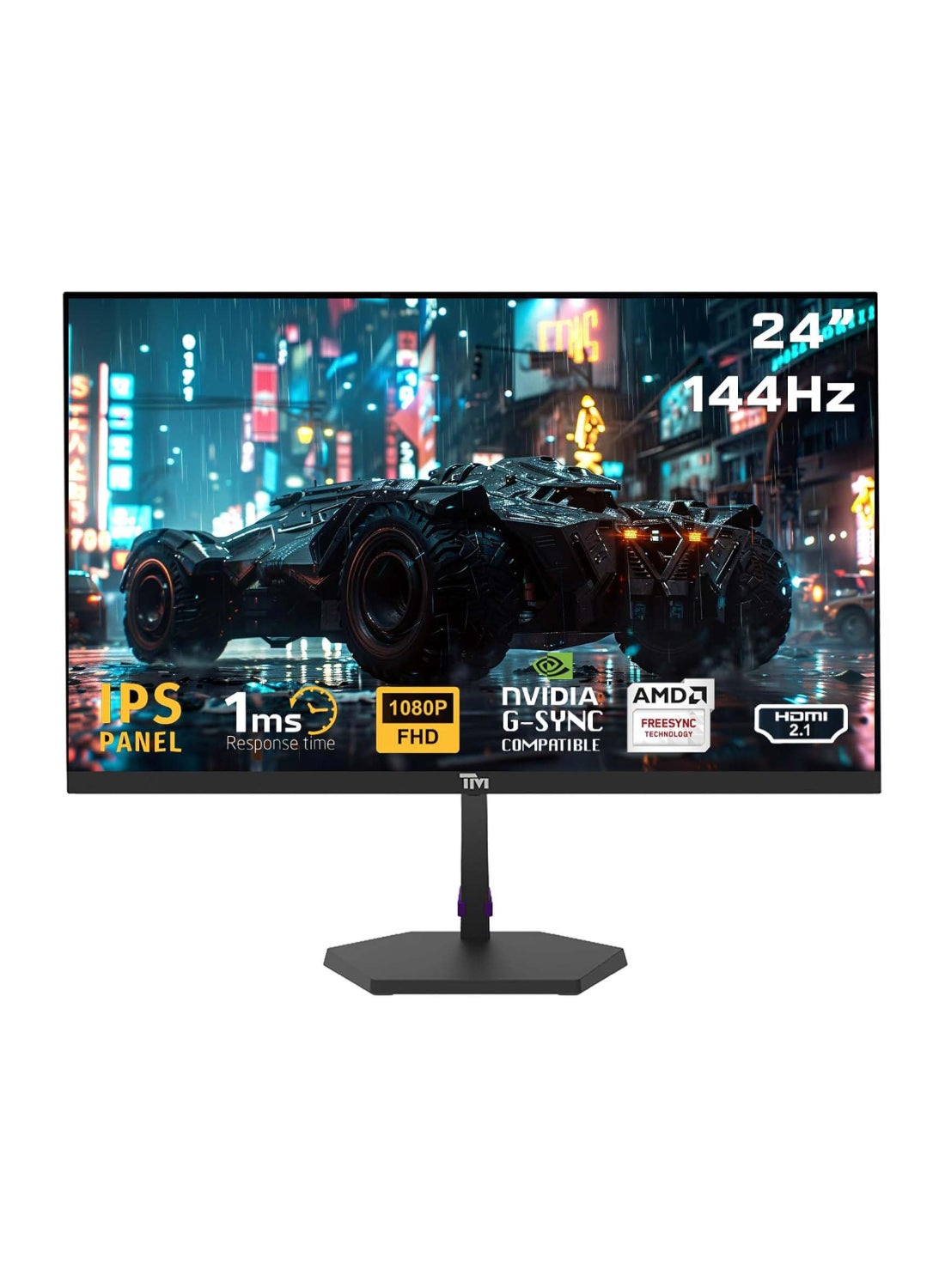 TM24FHD144IPS TM Eco Series Gaming Monitor, 24" ELED IPS Display, FHD Resolution, 144Hz Refresh Rate, 1ms Response Time, Adaptive Sync, Flicker-Free, Built-in Speakers BLACK