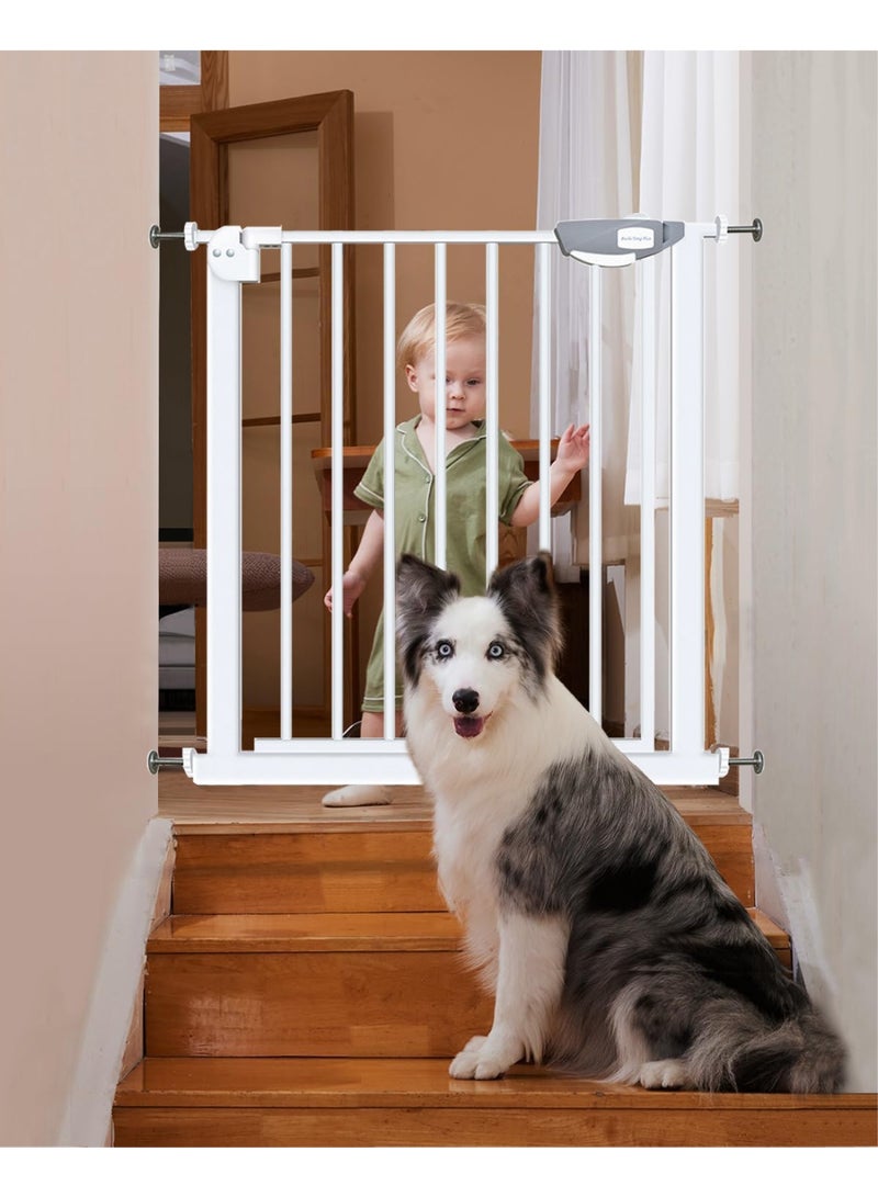 No Drilling Baby Gate, Pressure Mounted Metal Guard Rail Barrier for Stairs, Doorway and Kitchen Entrance, Auto Close Safety Gate for Toddler Kids and Pet Dogs, 75-84cm Adjustable (Gate, 75-84cm) - Image 1