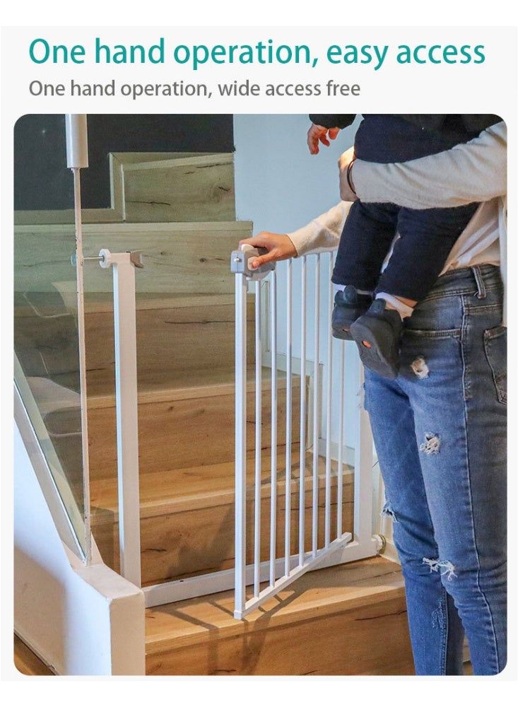 No Drilling Baby Gate, Pressure Mounted Metal Guard Rail Barrier for Stairs, Doorway and Kitchen Entrance, Auto Close Safety Gate for Toddler Kids and Pet Dogs, 75-84cm Adjustable (Gate, 75-84cm) - Image 5