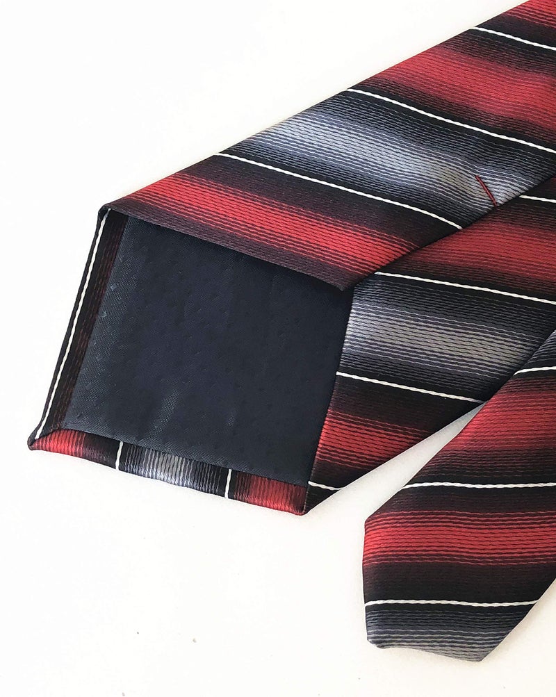 Elfeves Men's Modern Striped Patterned Formal Ties College Daily Woven Neckties (One Size, Deep Red Grey) - Image 5