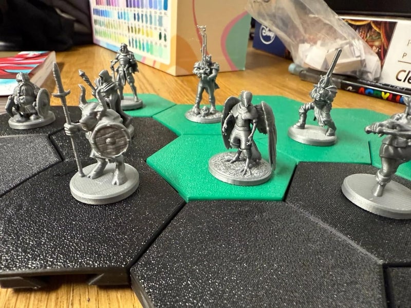 3D CUBES Miniature Fantasy Warrior Figurines Set, Grey and Blue, Tabletop Gaming Pieces, 11 Pieces - Image 4