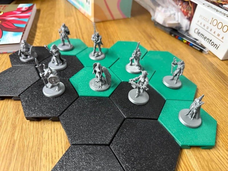 3D CUBES Miniature Fantasy Warrior Figurines Set, Grey and Blue, Tabletop Gaming Pieces, 11 Pieces - Image 3