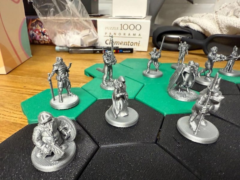 3D CUBES Miniature Fantasy Warrior Figurines Set, Grey and Blue, Tabletop Gaming Pieces, 11 Pieces - Image 5