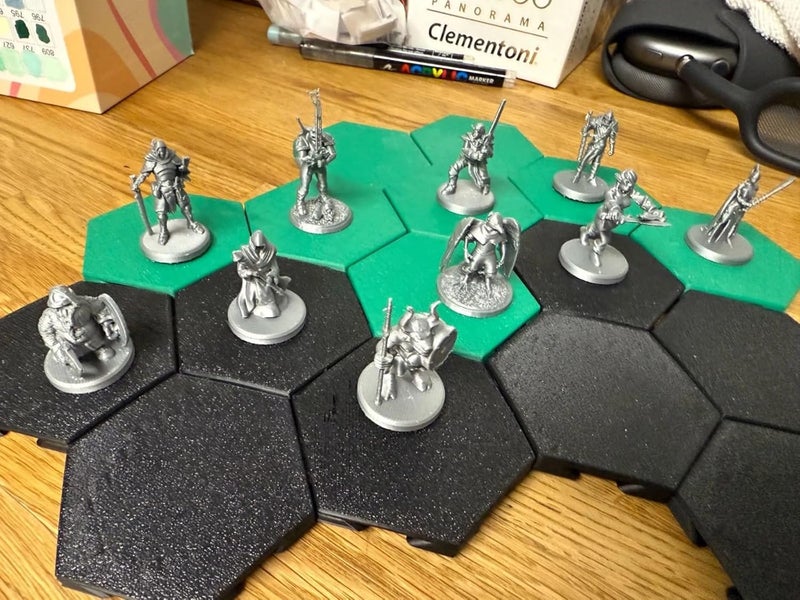 3D CUBES Miniature Fantasy Warrior Figurines Set, Grey and Blue, Tabletop Gaming Pieces, 11 Pieces - Image 2