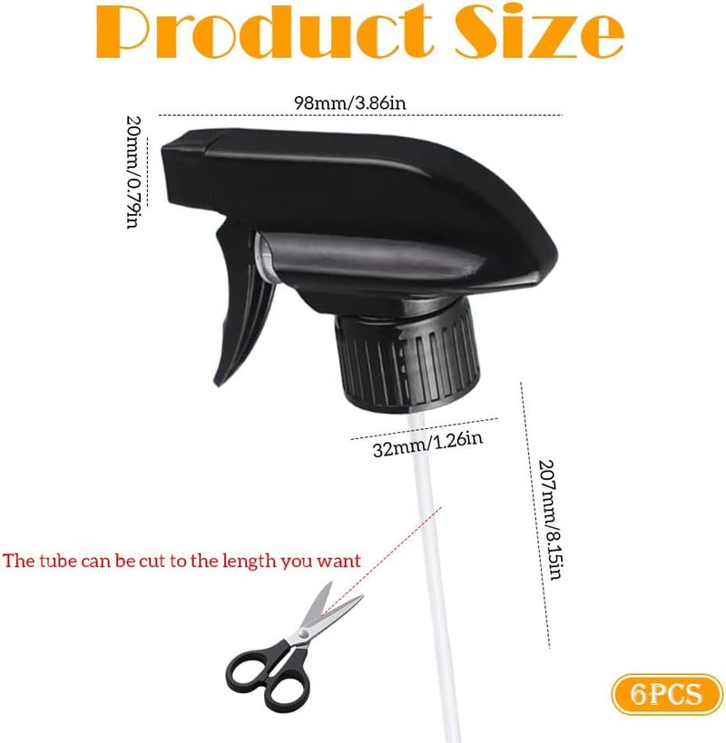 VASANA 6 PCS Trigger Sprayers Bottles Replacement Plastic Spray Bottle Top Replacement Sprayer Head Office Cleaning Tool Black - Image 2
