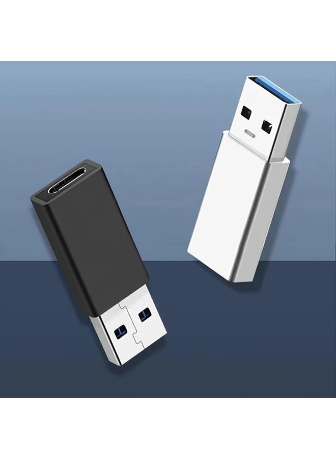 2Pcs Black USB 3 0 To Type C OTG Adapter Converter For PC MacBook Car Charger - Image 1