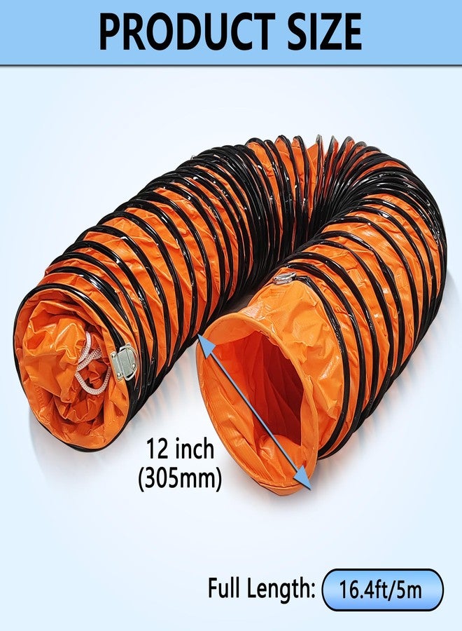 HYITCL 12Inch × 16FT PVC Duct Hose Protable HVAC Duct Hosing for Utility Blower Fan Flexible Duct Hosing with D-Ring & Ajustable Rope - Image 2