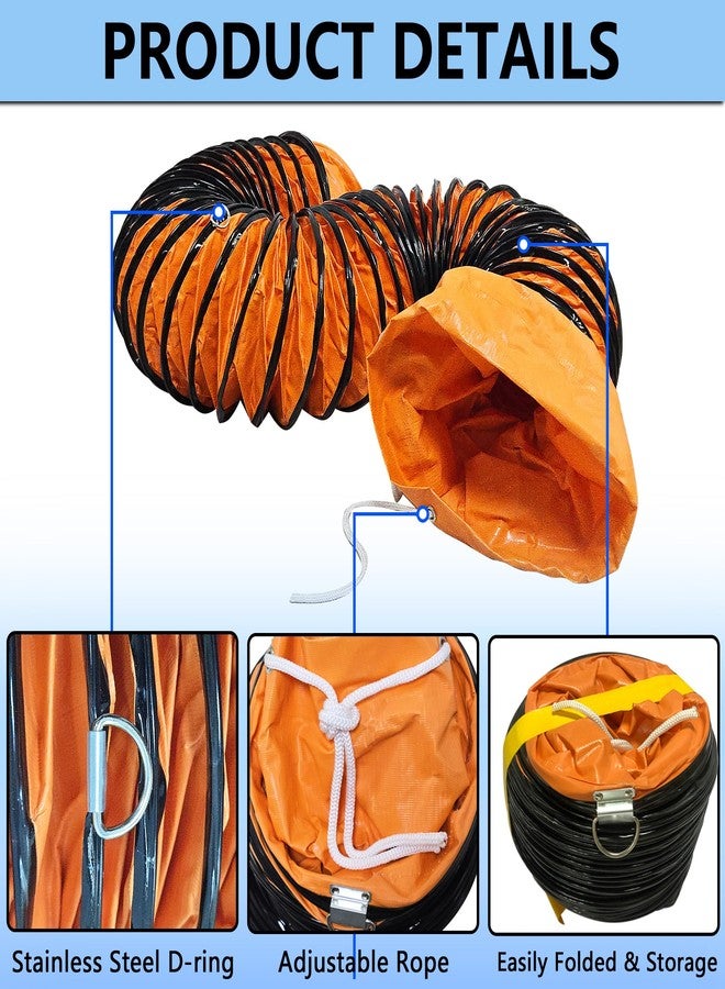 HYITCL 12Inch × 16FT PVC Duct Hose Protable HVAC Duct Hosing for Utility Blower Fan Flexible Duct Hosing with D-Ring & Ajustable Rope - Image 3