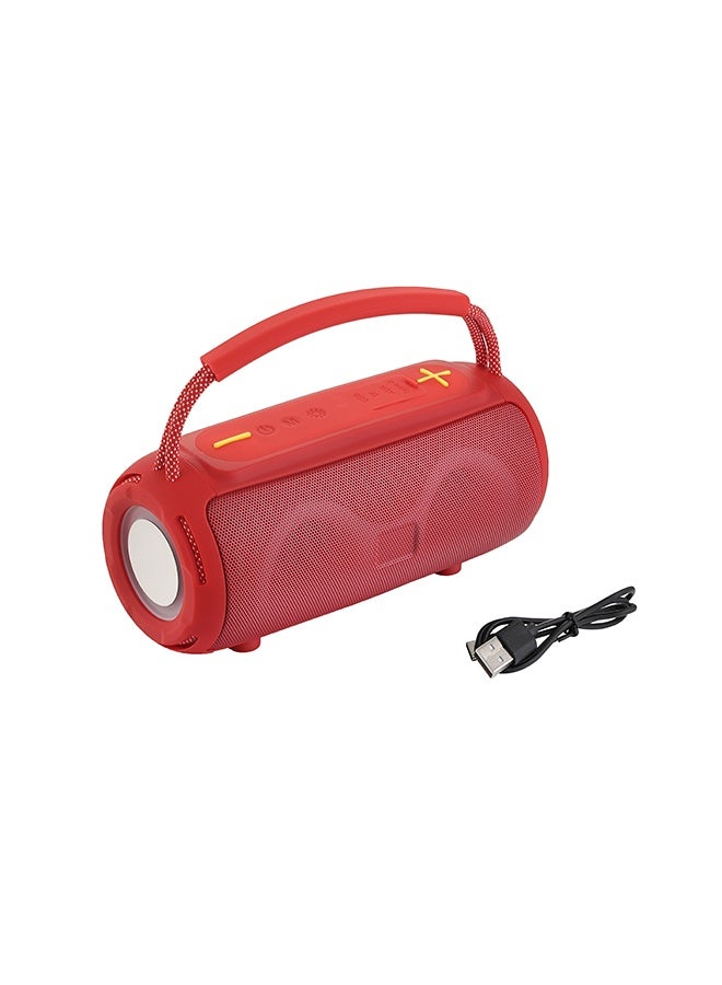 LAWAZIM Waterproof Bluetooth Double Speaker - 5W Red Color With LED Light - Portable Boombox Style Speaker with Dual Drivers, AUX/TF/USB/FM/ Playback - Ideal for Travel, Outdoor, Indoor, and Home Use - Image 2