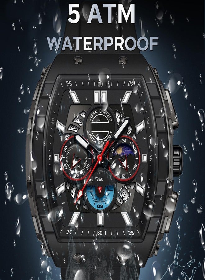 findtime Watches for Men Relojes para Hombres Unique White Blue Gold Wrist Watch Waterproof Sport Military Big Face Chronograph Analog Quartz Watch, Black - Image 4