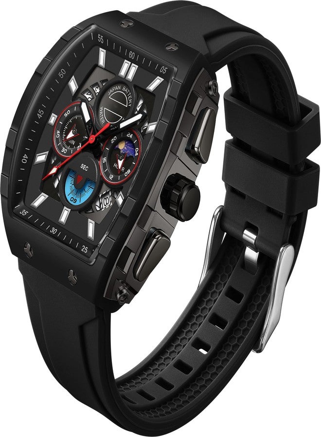 findtime Watches for Men Relojes para Hombres Unique White Blue Gold Wrist Watch Waterproof Sport Military Big Face Chronograph Analog Quartz Watch, Black - Image 1
