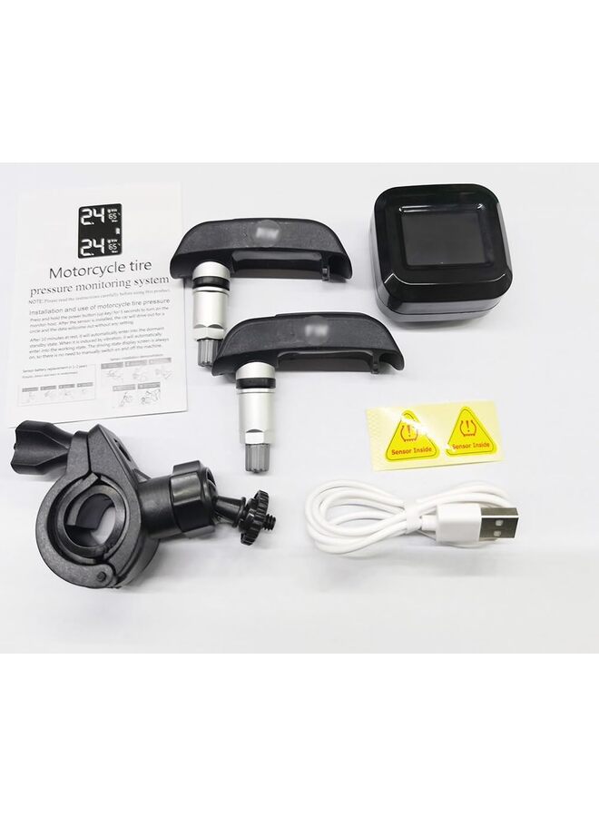 Generic Motorcycle TPMS Tire Pressure Monitoring System with 2 External Sensors LCD Display Motorbike Tyre Temperature Alarm - Image 3