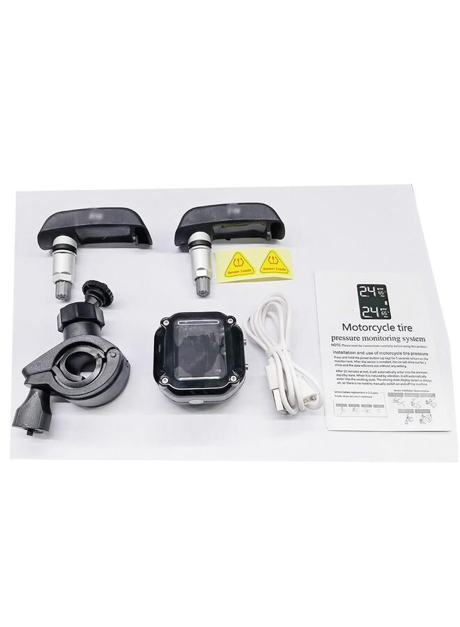 Generic Motorcycle TPMS Tire Pressure Monitoring System with 2 External Sensors LCD Display Motorbike Tyre Temperature Alarm - Image 4