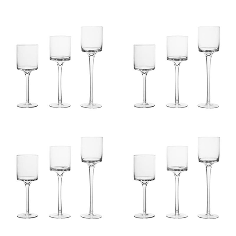 4 Sets 12 Pcs Candlestick Tealight Candle Holders Tall High Elegant Clear Glass Tealight Holder Suitable for Candles Under 6cm 236 in Diameter Fit Home Party Wedding Table Centerpiece Decor