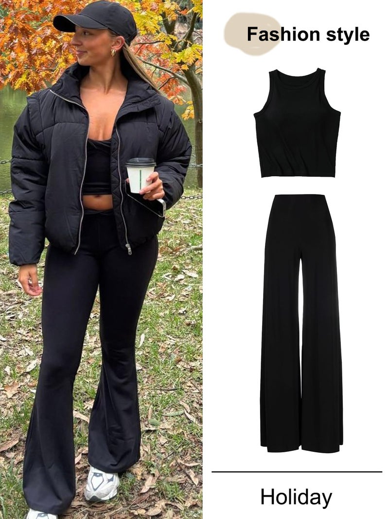 Gihuo Womenâ€™s Winter Cropped Puffer Jacket Coat Short Warm Quilted Jacket (XX-Large, Black) - Image 5