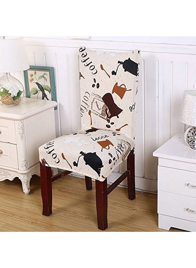Styleys Styleys Polyester Stretchable Printed Washable Elastic Dining Chair Covers Seat Case Protector, Slipcovers for Home, Kitchen, Party, Restaurant (SD05 Coffee Cup Print) Set of 4  - Image 2