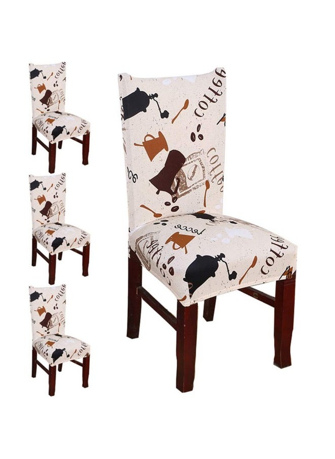 Styleys Styleys Polyester Stretchable Printed Washable Elastic Dining Chair Covers Seat Case Protector, Slipcovers for Home, Kitchen, Party, Restaurant (SD05 Coffee Cup Print) Set of 4  - Image 1