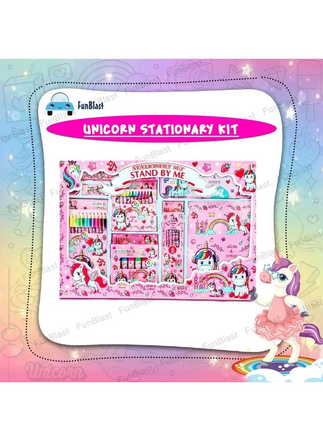 فنبلاست مجموعة أدوات مكتبية للبنات على شكل وحيد القرن من فن بلاست - قلم رصاص، كتاب، ممحاة، مبراة - مجموعة أدوات مكتبية للبنات/هدية عيد ميلاد (متعددة الألوان) - Image 2