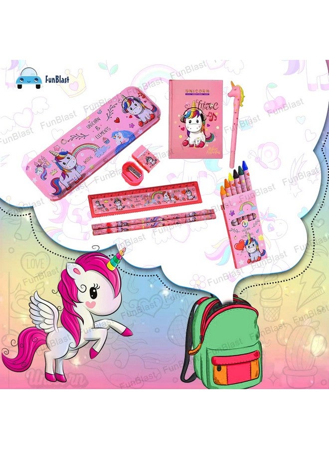 فنبلاست مجموعة أدوات مكتبية للبنات على شكل وحيد القرن من فن بلاست - قلم رصاص، كتاب، ممحاة، مبراة - مجموعة أدوات مكتبية للبنات/هدية عيد ميلاد (متعددة الألوان) - Image 3