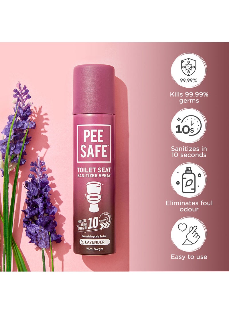 بيساف بي سيف معقم بخاخ فوري لكرسي الحمام، يقتل 99.9٪ من الجراثيم خلال 10 ثواني، يحمي من الامراض المعدية، تم اختباره من قبل أطباء الجلد، حجم مناسب للطائرة والسفر، لافندر – 75مل - Image 3