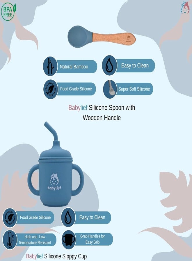 Babylief™ 4 piece Silicone Baby Feeding Set (POWDER BLUE) - Image 5