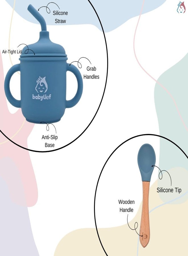 Babylief™ 4 piece Silicone Baby Feeding Set (POWDER BLUE) - Image 4