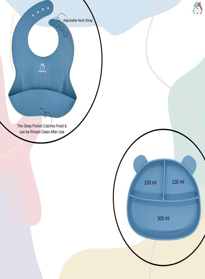 Babylief™ 4 piece Silicone Baby Feeding Set (POWDER BLUE) - Image 2
