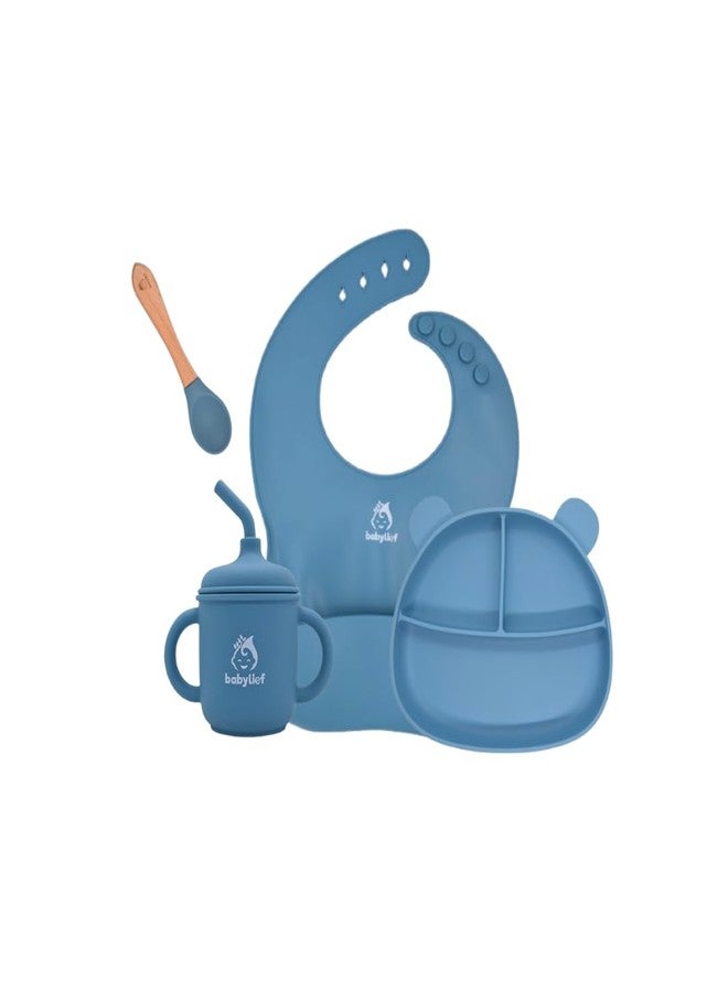 Babylief™ 4 piece Silicone Baby Feeding Set (POWDER BLUE) - Image 1