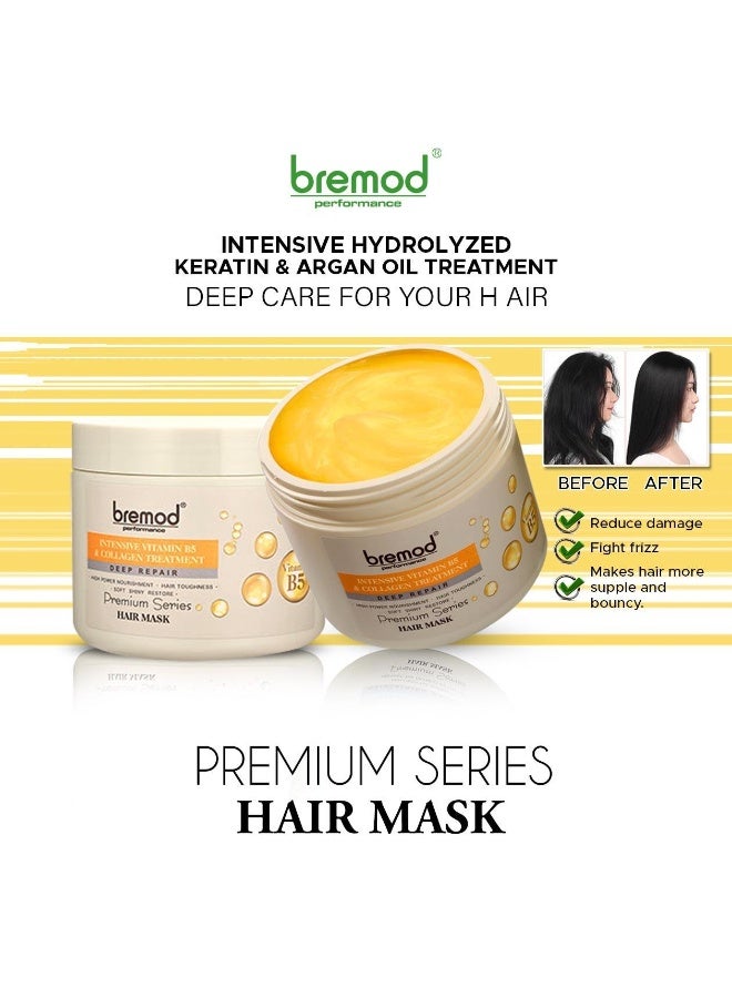 Bremod Performance Vitamin B5 & Collagen Hair Mask Deep Repair Treatment for Dry, Damaged Hair Strengthens, Moisturizes, Boosts Volume, Creates Soft, Workable Hold 16.9 Fl Oz - Image 1