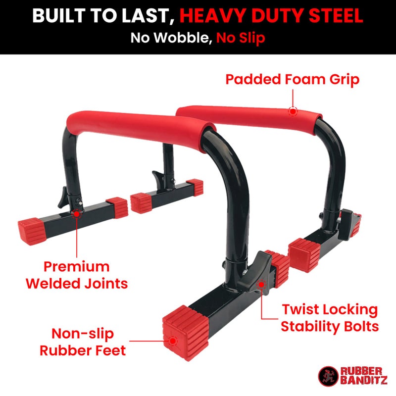 Rubberbanditz Parallettes Calisthenics Handles â€“ Push Up Bars & Dip Bar Stand â€“ Parallel Bars Dip Station for Strength Training â€“ Pushup Handles Parallettes Bars for Home Gym Workouts - Image 3