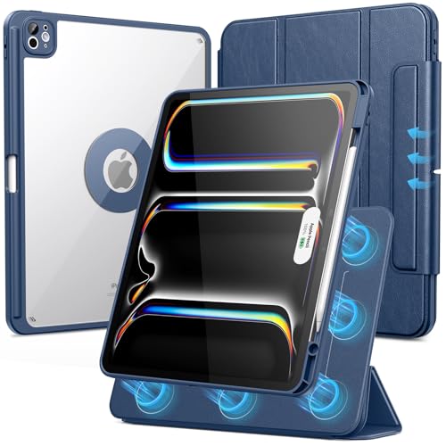 SPARIN Case for iPad Pro 13 inch 20252024M4 M5 with Pencil Holder Detachable Magnetic Hybrid Protective Case PortraitLandscape Stand Auto WakeSleep Navy Blue - Image 1