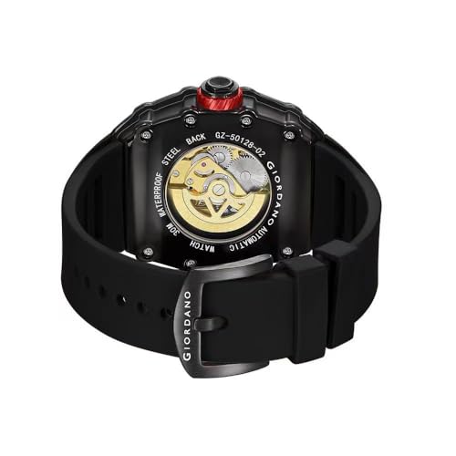 Giordano Luxury Automatic Watch for Men – Mechanical Skeleton Dial, Dual Gear Display,Silicon Strap - Image 5